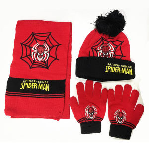 3pcs New Winter Children Boys Girls Warm Hat Gloves Scarf Lovely Cartoon Cat Bay Hat Kids Knitted Cap Bib Sets