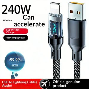 YZLong Smart Display 240W Fast Charging USB-C Cable with PD Protocol for iPhone Huawei OPPO Xiaomi Super Speed Charging Visible on Screen