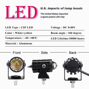 Headlamp Lampu Sorot Sepeda Motor Led Lampu Tembak Laser Led Mini 2 Warna Lampu Tembak Sorot Foglamp mini D2 Laser Super Terang