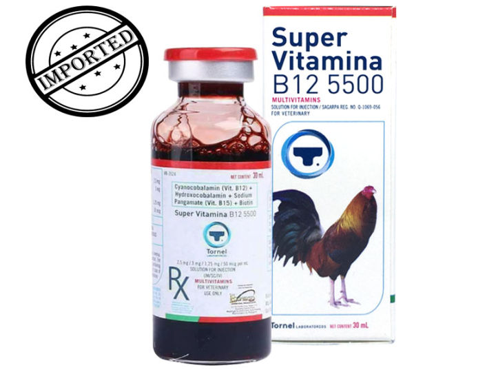 Super Vitamina b12 5500 30ml (EXPIRY MAY 2028) for Conditioning/Maintenance  of Gamefowl/Fighting cocks/Game birds/Rooster/Manok Panabong  *Cyanocobalamin 2,500 mcg*Hydroxocobalamine 3,000 mcg*Vitamin B15 1,250 mcg*Biotin  50 mcg*Liver Extract 4%* | Lazada PH