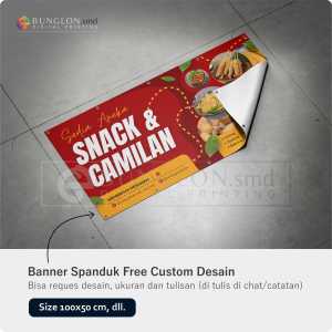 PRINT CETAK SPANDUK BANNER ANEKA CEMILAN FREE DESAIN