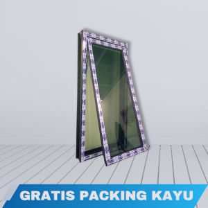 Jendela Aluminium Casement (Jungkit) Ukuran 50x120 cm Gratis Packing Kayu