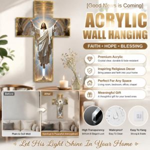 Wall Decoration Acrylic Cross Art Decor Elegant Home Hanging Ornament for Living Room