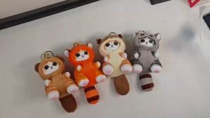 Aoduoyaya Cute Shark Cat Stuffed Toy Little Raccoon Squirrel Panda Plush Keychain Animals Pendant Gift Toy