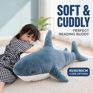 Blue Shark Plush Pillow Stuffed Toy Soft Cartoon Animal Nap Cushion Hug Doll Kids Room Gift