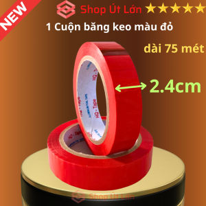 1 Cuộn băng keo màu đỏ OPP rộng 2.4cm dài 75 mét lõi giấy 3mm giá tại xưởng
