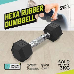 Svarga Hexagonal Dumbbell - 3 KG - Hexagon Rubber Dumbell Barbell