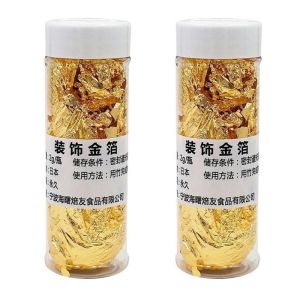 [Food Grade] Edible Gold Leaf Flakes 24K Gold Foil Silver Rose Gold Decoration for Cake Baking Chocolate Ice Cream Wine (Ligtas Kainin Pang-dekorasyon sa Cake) Luxury Pastry DIY Baking Supplies 2g/3g
