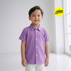 Bronkis Junior Kemeja Anak Laki Laki Lengan Pendek Pique Warna Lilac untuk usia 1 bulan - 10 Tahun