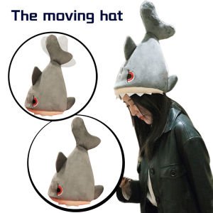 Fashion Moving Shark Hat Adult Cosplay Plush Hat Fishtail Wagging Electric Shark Hat With 72 Songs Funny Birthday Gifts For Kids
