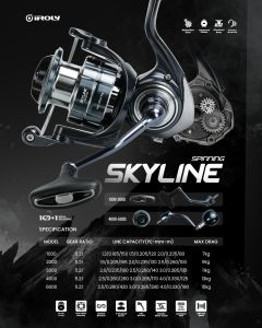 IROLY - Reel Spinning Skyline II PH 1000 s/d 4000 Salt Water Resist (BODY ALUMUNIUM)