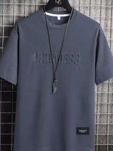 Áo thun nam màu trơn xu hướng mùa hè tay ngắn áo casual cổ tròn tay lửng nam