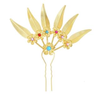 Carvings Hair Stick Colorful Hairpiece with Sparkling for Evening Dinner Wear Photo Props