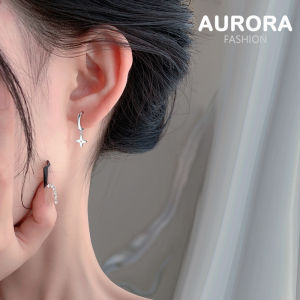 AURORA S999 Fine Silver Simple Clover Hoop Earrings Circle Ear Rings Jewelry ES925-41