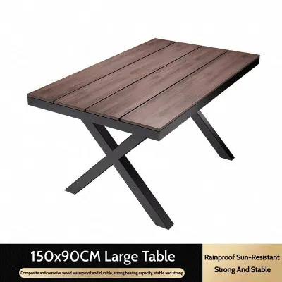 (Ready stock) Outdoor Furniture Plastic Wooden Garden Set 4/6/8 Chairs + Table For BalconyPatioTerrace Coffee Shop Leisure Dining Table And Chair Set