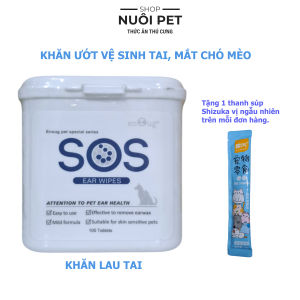Khăn ướt lau mắt lau tai cho chó mèo SOS hộp 100 miếng - Nuôi Pet Shop