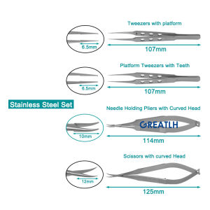 4pcs/set Scissors Needle Holders Micro Tweezers Stainless Steel/Titanium Alloy Ophthalmic Microsurgical Instruments