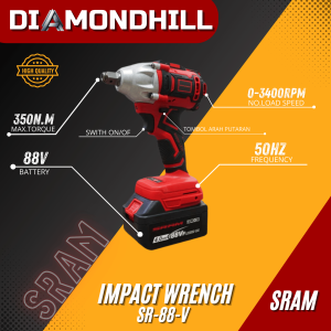 BOR IMPACT - BOR BATERAI - MESIN PEMBUKA OBENG SRAM - CORDLESS IMPACT WRENCH - SR-88V - ( MESIN  )
