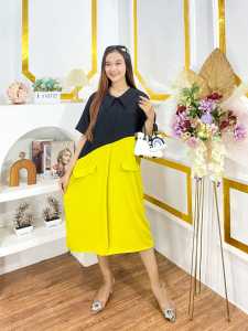 Daster Audia two tone home dress wanita korea style kekinian
