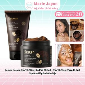 Combo Cocoon Tẩy TBC Body Cà Phê 200ml - Tẩy TBC Mặt Tuýp 150ml Cấp Ẩm Giúp Da Mềm Mịn