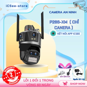 Camera iCSee P26S-XM 4 mắt 9MP zoom 8x  xem được 3 khung hình cung lúc - đàm thoại 2 chiều - xoay chuyển đông 360 độ
