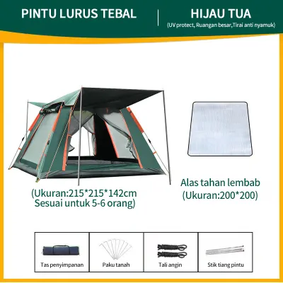 Tenda Camping 4-6 Orang 3.3✖2.1✖1.8M Orang Lipat Portable Waterproof Anti Air Outdoor Tenda Gunung