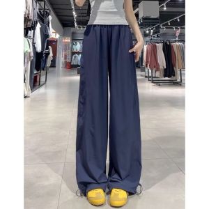 COD navy blue quick-drying overalls womens summer new high waist loose drape casual lazy wind sports wide-leg pants 2026 new products