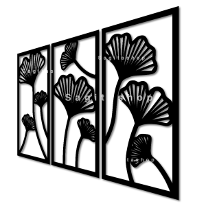 Pajangan Dinding Kayu Aesthetic Motif Flowers Leave