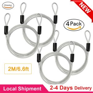 Onway 4 Pack 66" Braided Steel Coated Security Cable Luggage Lock Safety Cable Wire Double Loop Safety Cable Lock Wire Luggage Lock Security Cable with Double Looped Ends 2.5mm Iron Galvanized PVC Coated Braided Security Cable Max. Load 220 lb