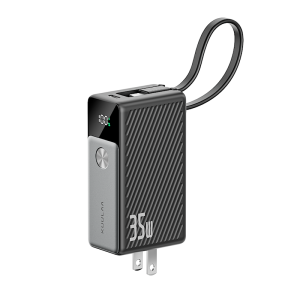 Kuulaa 5000mAh Power Bank 35W Super Fast Charging Power Bank With Built-In Cable & Plug for iPhone 16 15 Pro Max Portable Phone Charger Built-in Retractable Type C Cable for Samsung Huawei Xiaomi