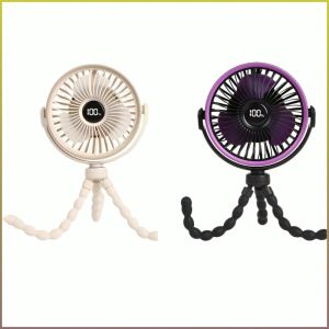 พัดลมแนวตั้ง การหมุน 360° แบบพกพา พัดลมมือถือ จอแสดงผลดิจิตอล การควบคุมอุณหภูมิ ปลากะพง แฟชั่น