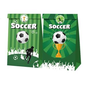 Football Pitch Designs Party Supply Practical Kraft Paper Gift Bags With Soccer Theme Stickers For Event Planning