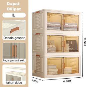 Lemari Penyimpanan Kotak Penyimpanan Serbaguna Lemari Plastik Susun Besar 48.5*28*25CM