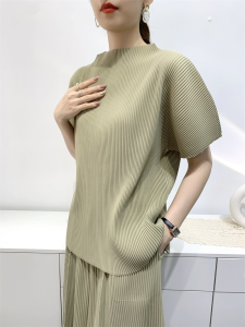 (Áo và quần được bán riêng) tăm lớn của phụ nữ áo peplum quần ống rộng xếp li hoặc cắt giản dị dễ phối # s627 + # k23038