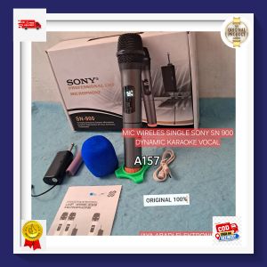 A157 MIC WIRELES SINGLE SONY SN 900 DYNAMIC KARAOKE VOCAL Microphone Wireles Resiver Mini MIK MIC MIX TUNGGAL 1 SET KARAOKE VOKAL VOCAL WIRELESS AUDIO MIKROPON MIKROFON UHF LED DIGITAL UNIVERSAL MICROPHONE PRO PROFESIONAL DJ MC SINGER Bisa Pilih Divarian