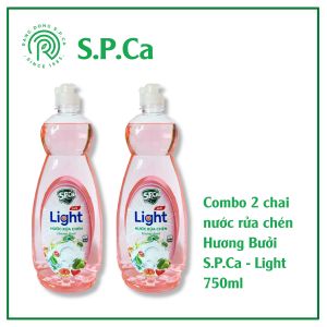 Combo 2 chai nước rửa chén S.P.Ca Light 750ml hương bưởi tạo bọt khử mùi tanh nhanh chóng - SPCa000069