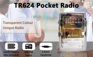 RETEKESS TR624 AM/FMโปร่งใสเครื่องเล่นวิทยุแบบพกพาสะดวก