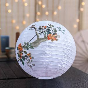 HOUCHU Dạ Quang Đèn lồng trung thu Trung Quốc Treo Truyền thống Đèn Lồng Giấy tròn Đèn lồng tự làm Chúc may mắn Đèn lồng cổ lễ hội Lễ hội trung thu