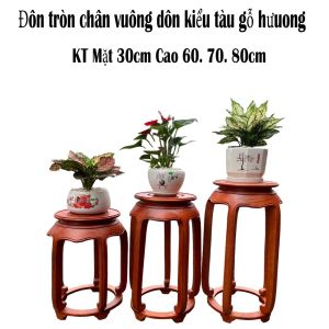 Đôn Tròn mẫu mới gỗ Hương Đá kích thước mặt 30 cao 60 70 80 cm