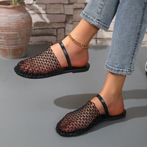 Free Shipping Plus-Size Hollowed-Out Mesh Flat Sandals For Women New Spring Collection Fashionable And Versatile