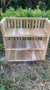 ชั้นวางของใช้3ชั้น ชั้นไม้สักแขวนติดผนัง(งานดิบไม่ทาสี)