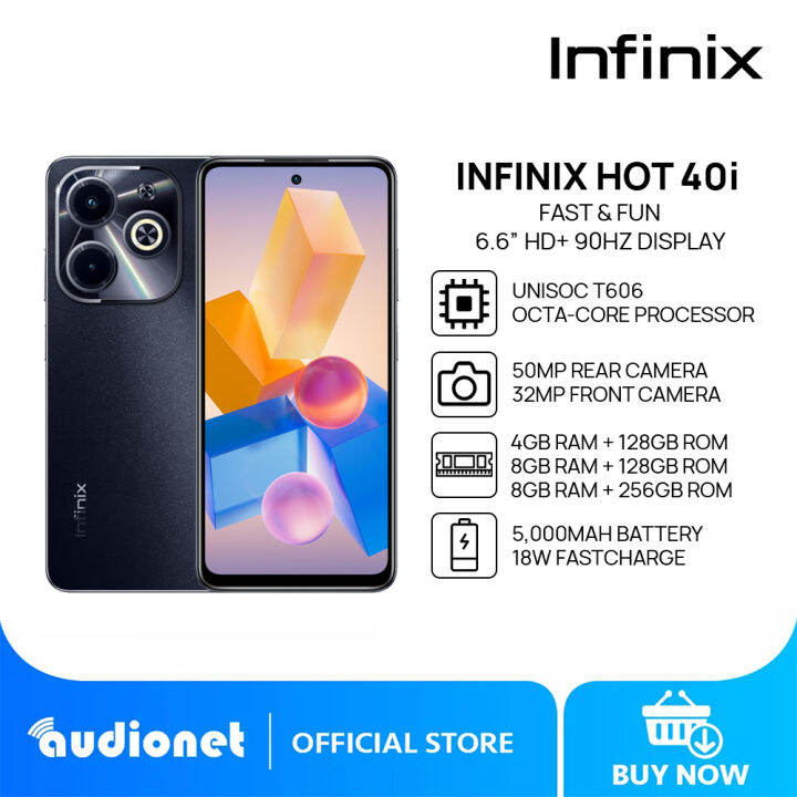 Infinix Hot 40i Smartphone 4gb8gb Ram 128gb256gb Rom Unisoc T606 656” 90hz Ips Lcd 8575