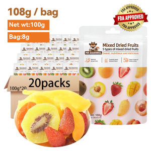 Mr.Squirrel 20PCS 5-in-1 Mixed Dried Fruits (Dried Strawberry Mango KiwiFruit Apricot Peach) Ready to Eat Healthy Snack Wholesale