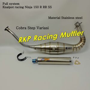 Knalpot Racing HBY Silencer Titan Blue Kenalpot Ninja R RR SS Kolong Cobra Leher C Stainless Steel
