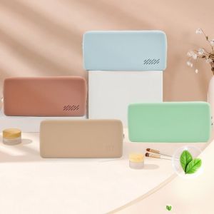 YISHA Portable Silicone Cosmetic Bag Rectangle Solid Color Silicone Storage Bag Small Item Bag Waterproof Makeup Brush Case for Travel