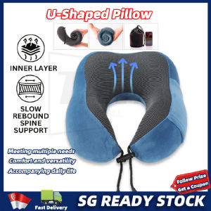 【SG】U-Shaped Memory Foam Neck Pillow Soft Travel Pillow with Side Storage Bags for Sleep Rest Airplane Car Family