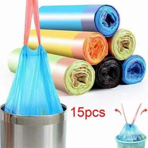 Plastik Sampah gulung isi 15 Pcs dan 75 pcs Dengan Tali Kuat warna Random
