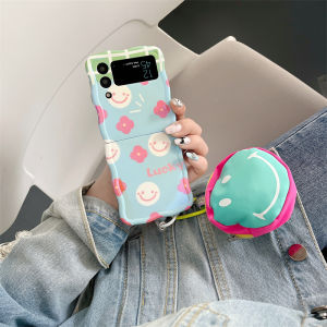 เคสซิลิโคนนิ่มใสพร้อมสายรัดข้อมือลูกปัดพิมพ์ลายเคสมีขอบหยัก TPU พร้อมสร้อยข้อมือสำหรับ Samsung Galaxy Z Flip 5 Z Flip 4 Z Flip 3กรอบเป็นลอน