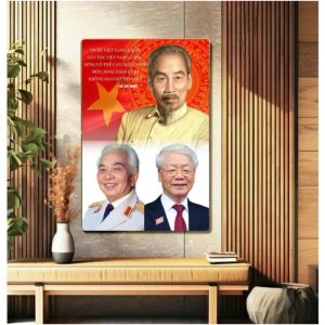 Ảnh  Bác HồBác GiápBác Trọng để bàn treo tường tráng gương cao cấp