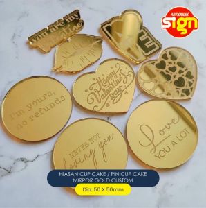 Artkrilik - Hiasan Cupcake Gold Mirror | Pin Tag Cupcake Gold Mirror 5 x 5 cm | Aesthetic